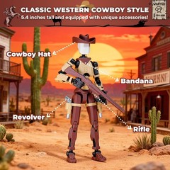 Western Cowboy t13 Action Figure｜Assembly Completed｜ 3D Printed Dummy 13 for …