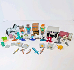 Minecraft Action Figure 34 Pc Lot Mixed Characters Blocks Varies Sizes Metal