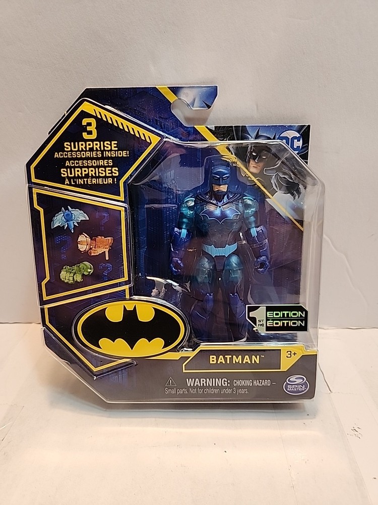 DC Comics Batman 4″ Action Figure Blue 1st Edition 3 Surprise Accessories New