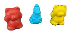 Miniature plastic toy bear 3 piece play set doll house age 5-7 years 1 in. h