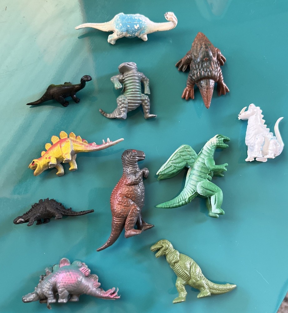 Lot of 11 Vintage Chinasaurs Dinosaurs Monsters D&D Toys Hard Plastic And Rubber