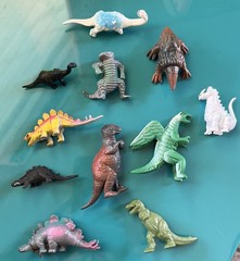 Lot of 11 Vintage Chinasaurs Dinosaurs Monsters D&D Toys Hard Plastic And Rubber