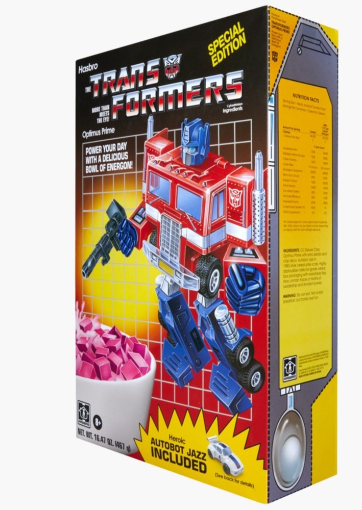 SDCC 2026 Hasbro Transformers Optimus Prime & Autobot Jazz Cereal Box PREORDER