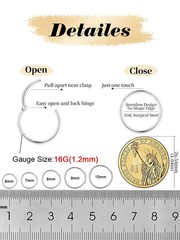 Men Women 316L Surgical Steel Hinged Nose Rings Hoop for Nostril Septum