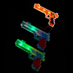 LED Light Up Pixel Toy Gun for Boys and Girls Blue/Red/Green 8 Bit Pistol Toy- 3