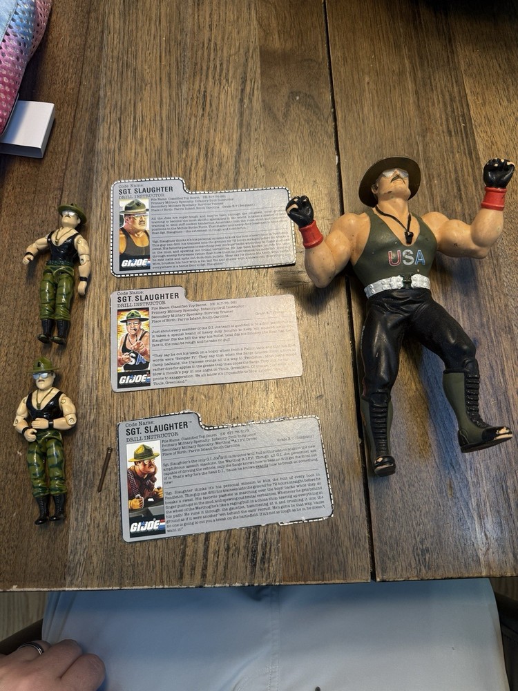1987 Hasbro GI Joe Sgt. Slaughter 8″ WWF LJN RARE Plus Complete Figure Lot