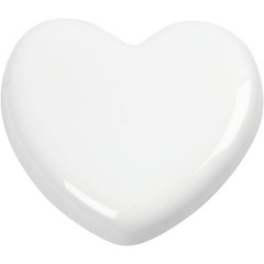 Heart, size 6,5×6,5 cm, thickness 10 mm, white, 1pc