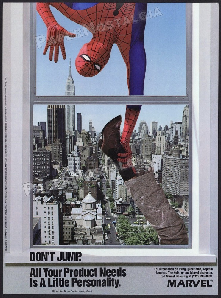 MARVEL ENTERTAINMENT – Original 1987 Trade AD / Licensing ADVERT – Spider-Man