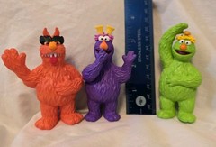 6 Sesame St PVC Figures: Pink & Blue Yip Yips, 2-Headed, Honker, Dinger, Frazzle