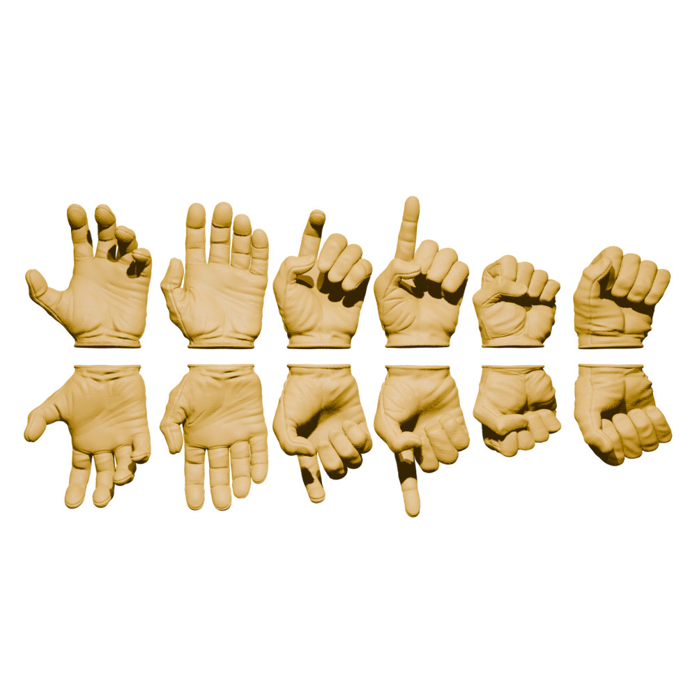 1/10 Scale Hands: Leather Gloved (Multiple Color Options)