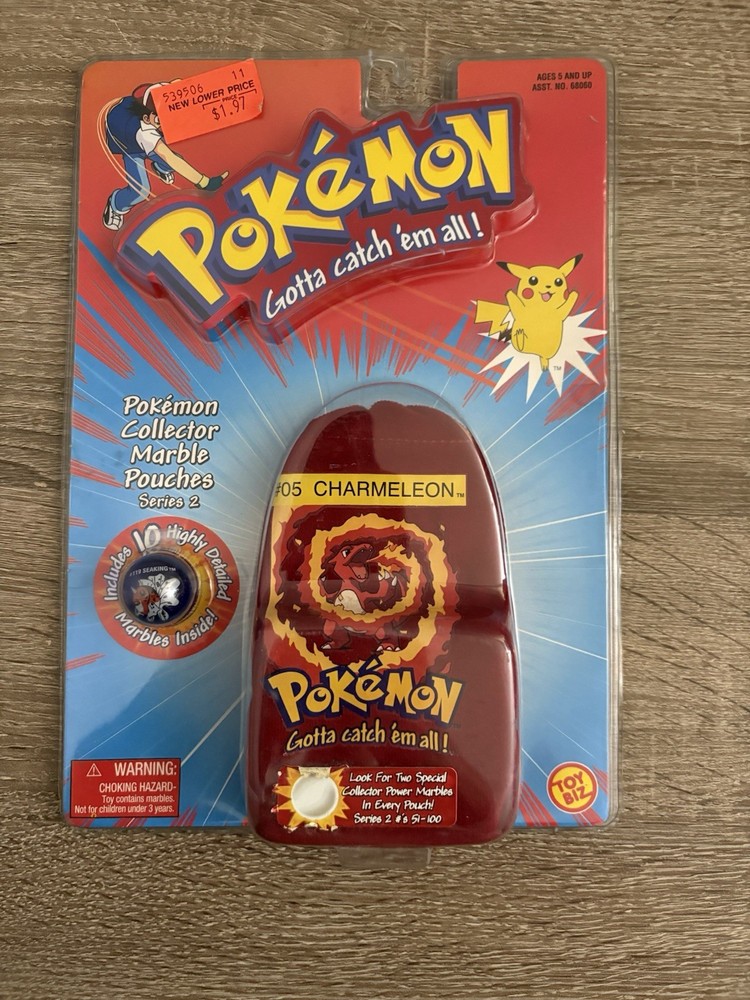 Vintage Pokemon Collector Marble Pouch #05 Charmeleon Blue Toy Biz Nintendo RED*