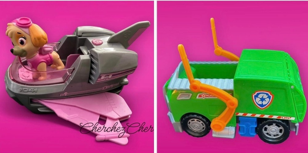 Spin Master PAW Patrol Skye Rescue Jet Vehicle, Pup, & Rocky’s Recycle Truck Lot