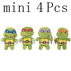 4pcs TMNT Plush Keychain Set Mini Donatello Michelangelo Raphael Leonardo