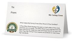Olive wood Holding Cross comes with Velvet bag & Certificate