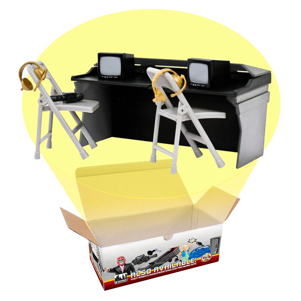 Black & Gray Commentator Table Playset For WWE Wrestling Action figures