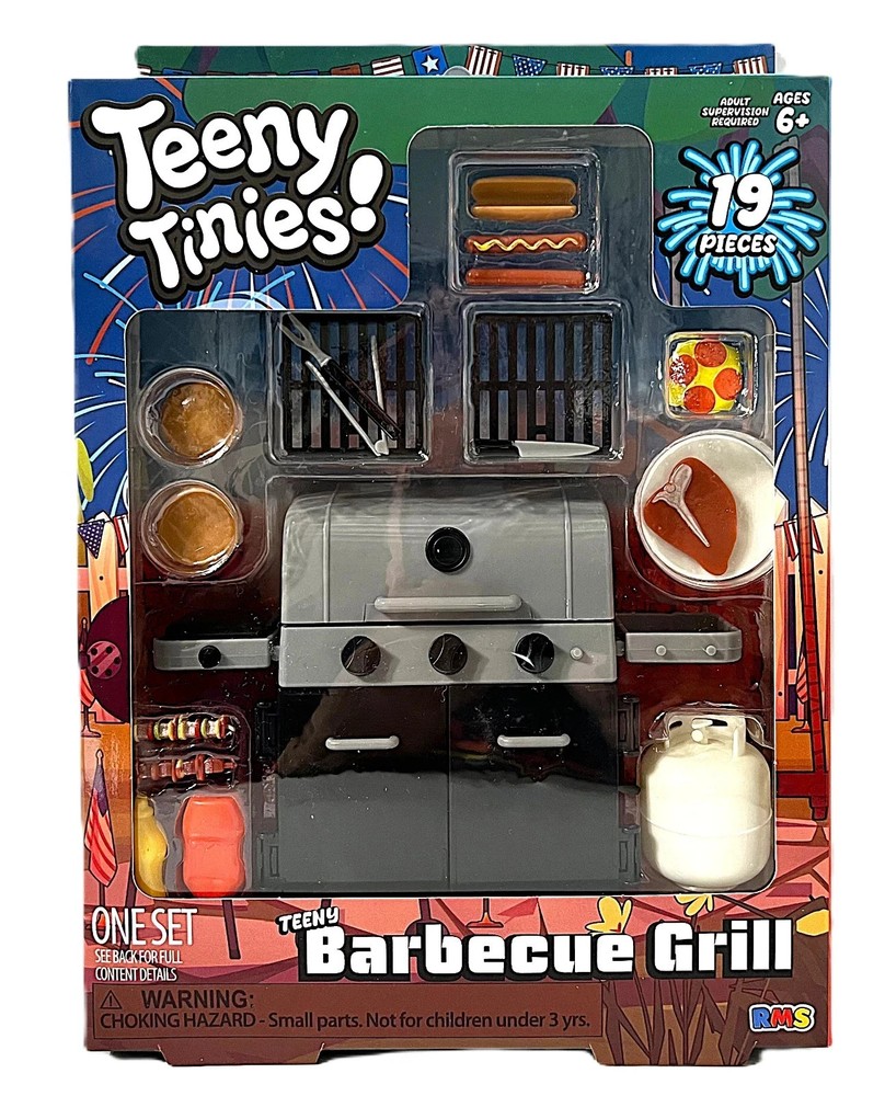 Teeny Tinies MINI BARBECUE GRILL Accessory Pack BBQ 19 Pc. Play Set 4th July NIB