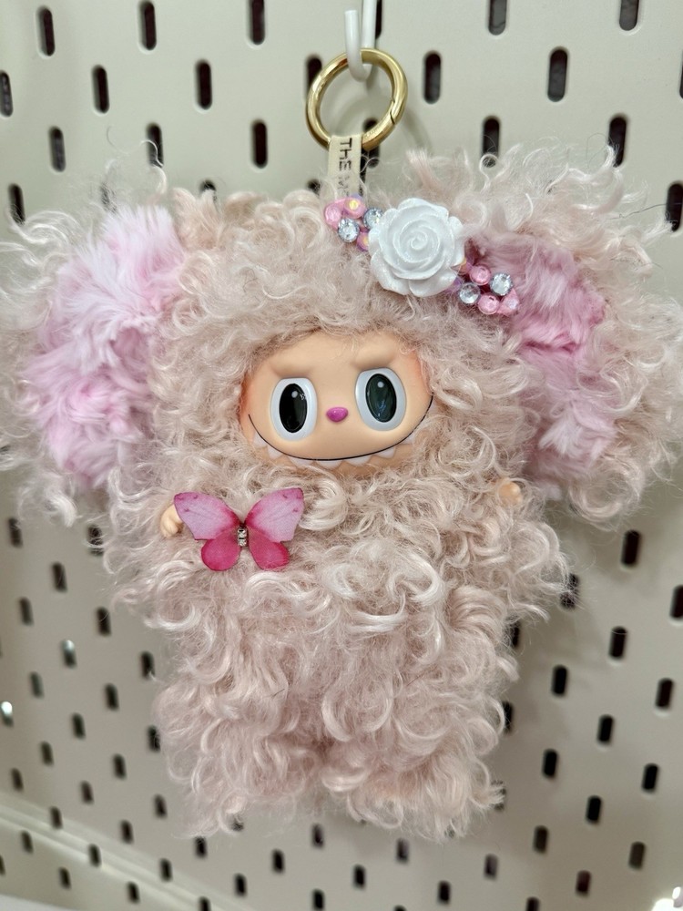 NEW Custom Made Monsters DUSTY LIGHT PINK Curly ELEPHANT Doll Plush Pendant US