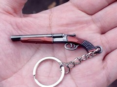 mini gun double-barreled shotgun full metal keychain toy gift 8cm