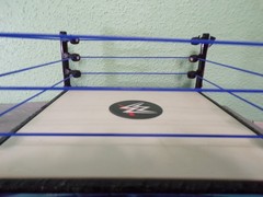WRESTLING RING smackdown live raw wwe mattel blue ropes wwf spring loaded 2010