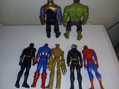 Marvel Titan Hero Action Figure Lot 7 Hulk Thanos Groot Spider-Man Captain Ameri
