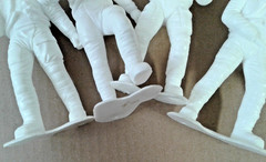 Vintage 1970 Louis Marx & Co. White Plastic Apollo Astronaut Figures Lot of 4