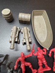 Plastic Pirate Men Figures Group of 32 Pieces Boat Cannons TNT Chest