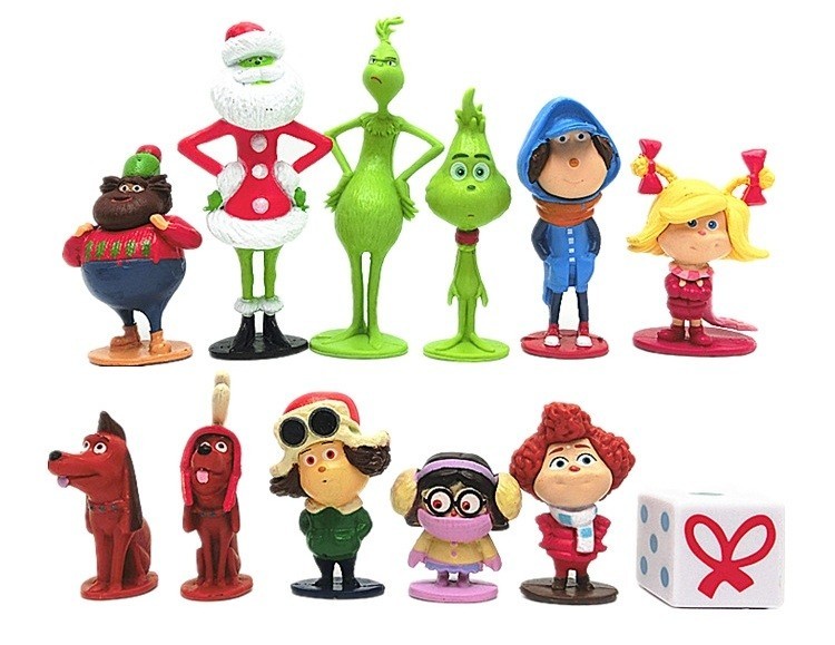 12 Piece Grinch Playset Figure Cake Topper Cindy Lou Who Max & More!