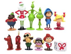 12 Piece Grinch Playset Figure Cake Topper Cindy Lou Who Max & More!