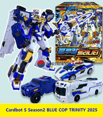 Metal Cardbot S Season2 BLUE COP TRINITY Transformer Robot Car Figure Toy 2024