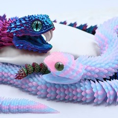 35.5-Inch 3D Printed Snake Model – Movable Teeth, Flexible Joints, Stress Relief
