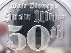 1 OZ .999 SILVER BASHFUL SNOW WHITE 7 DWARFS 50TH ANNIVERSARY DISNEY COIN +GOLD