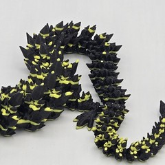3D Printed Articulated Dragon Black & Yellow 10.5″ Toy Figure