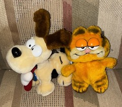 VTG Stuffed Plush GARFIELD 1983 & ODIE w/Bone 1981 Dakin Excellent RARE