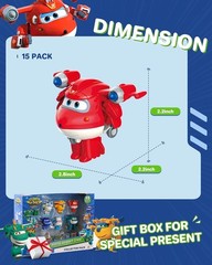 Super Wings Airplane Robot Figures 15-Pack-~
