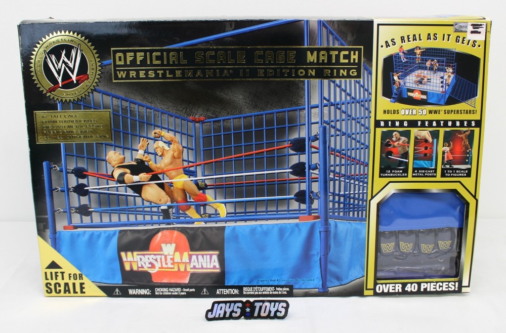 WWE Official Scale WrestleMania 2 Cage Match Playset Jakks Pacific New