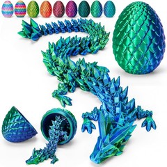 12″ 3D Printed Articulated Crystal Dragon Toy with Surprise Egg Figurine
