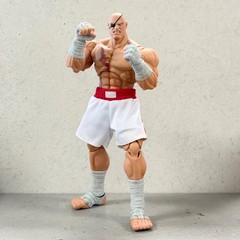 BW-SGT-WHT: 1/12 White Fabric Boxing Shorts for Storm Arena Sagat Action Figure