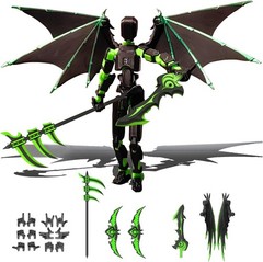 T13 Action Figure Set Fully Assembled Dummy 13 Robot with Demon Wings Green Blac