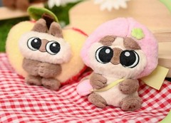 Moe Azukisan Fruity Siamese Cat 10cm/3.9In Plush Pendant Fridge Magnet Gift