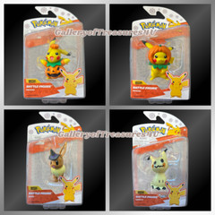 Pokemon Battle Figure Halloween Eevee Mimikyu Pikachu Pumpkin Hat Suit 2″