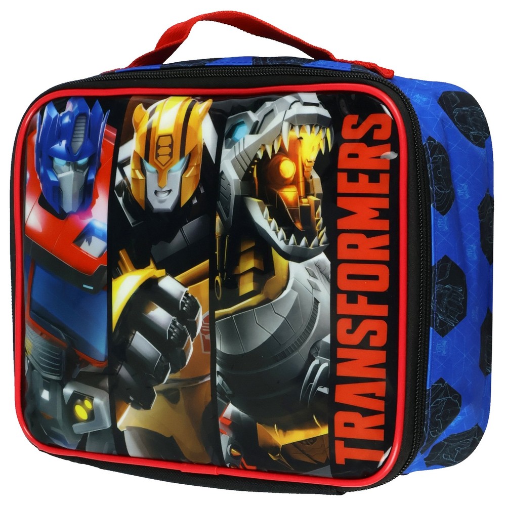 Transformers Lunch Box Autobots Optimus Prime Bumblebee Grimlock Tote 10″