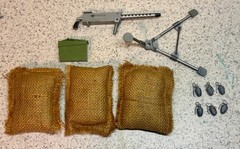 1964 Hasbro Gi Joe Army Soldier .50 Caliber Machine Gun Set Sandbags Ammo Box
