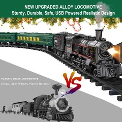 Electric Train Sets for Boys Girls Metal Alloy Christmas Trains Toys Steam Locom