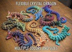 12″ Articulated Crystal Dragon Figure – Multi Color 3D Printed PLA Plastic Toy