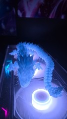 24” Articulated Crystal Dragon 3D Printed – Sky Blue Translucent PLA – Flexible