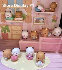 Cute Panda Bear Couple Blind Box 2Pcs Mini Cartoon Figurines Desk Ornament Gift