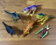 Vintage Mini Dinosaur Figures Hard Plastic Rubber Toys Lot Of 6 Clean.