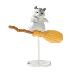 Blind Box Gacha White Owl Pig Black Cat Hamster Flying Witch Broomstick Figure