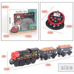 Motorized Train for Wooden Track, Remote Control Train with Magnetic Connecti…