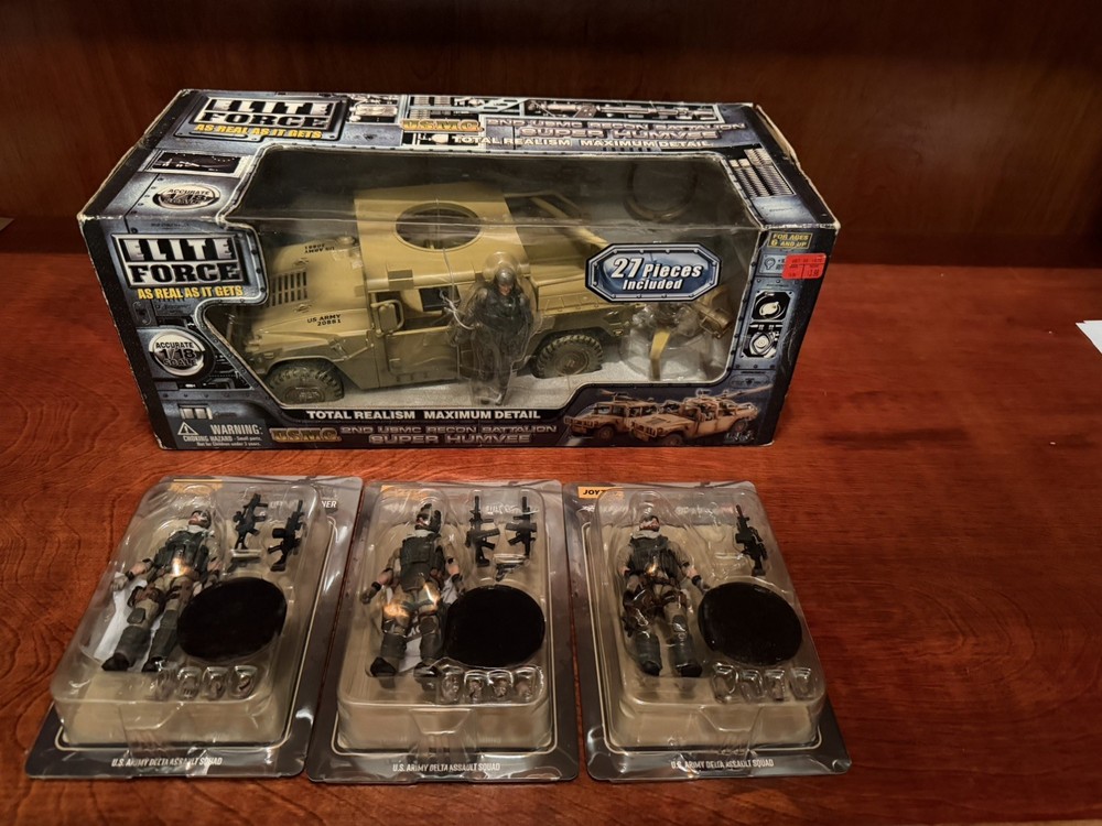 BBI 1:18 Blue Box Toys Elite Force Lot of 3 Figures w/ Humvee JoyToy